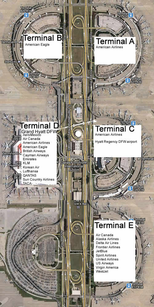 Dallas Airport Terminal Map Google Map Airline Phone Numbers   Terminal Map 